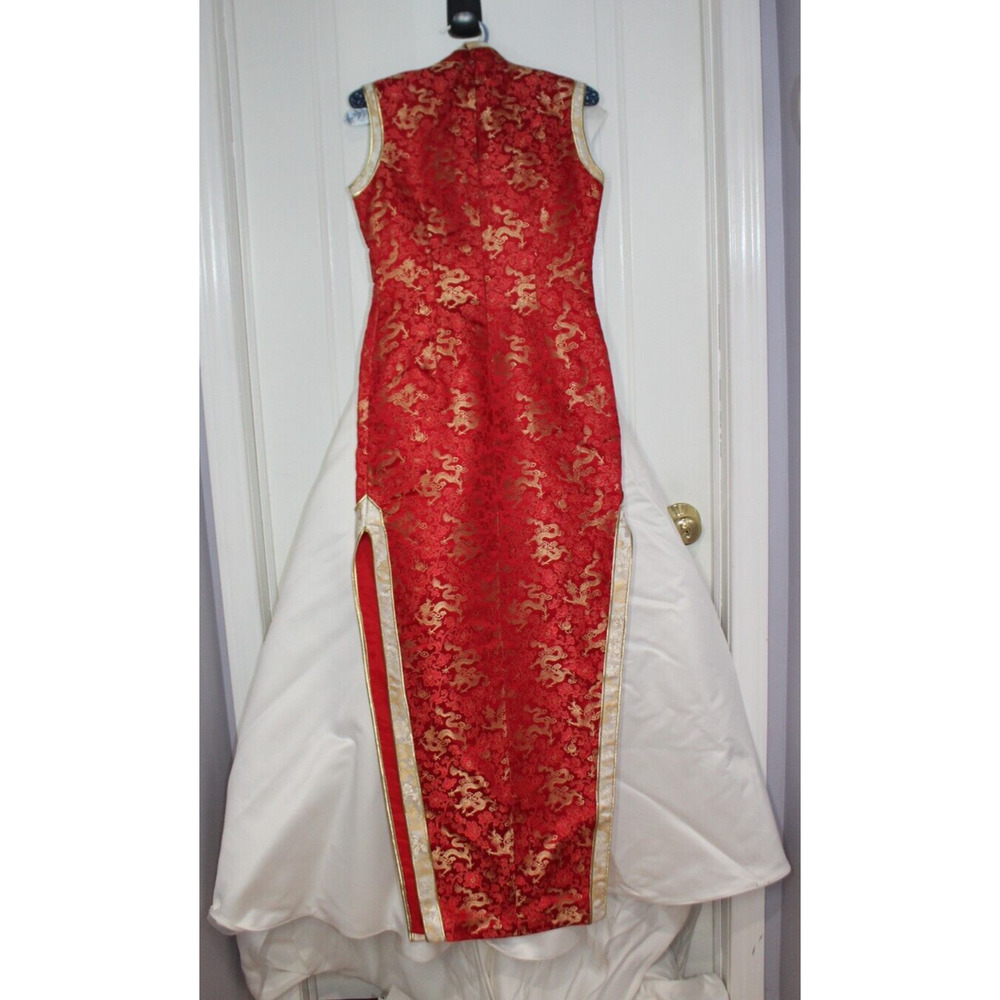 Paloma Blanca White Wedding Dress Women's 6 With Traditional Red Gold Asian East